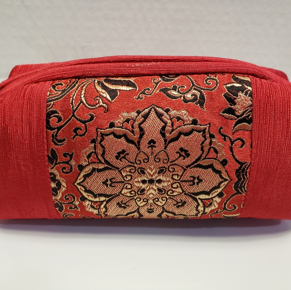 Craft Portable Travel Makeup Bag Red with flowers